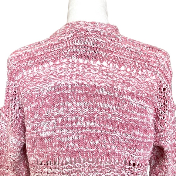Abercrombie & Fitch Women’s Barbie pink white open front cable knit sweater XS - Picture 12 of 12